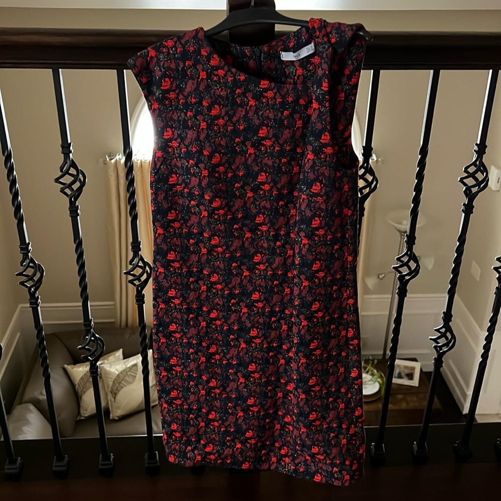 MNG asymmetric shoulder dress.